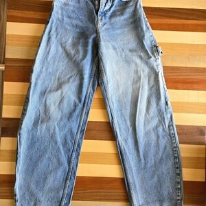 Bershka Light Blue Carpenter Wide Leg Jeans. Size 2 Very Good Condition